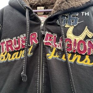 True Religion World Tour Faux-Fur lined Hoodie size XL like-new.
